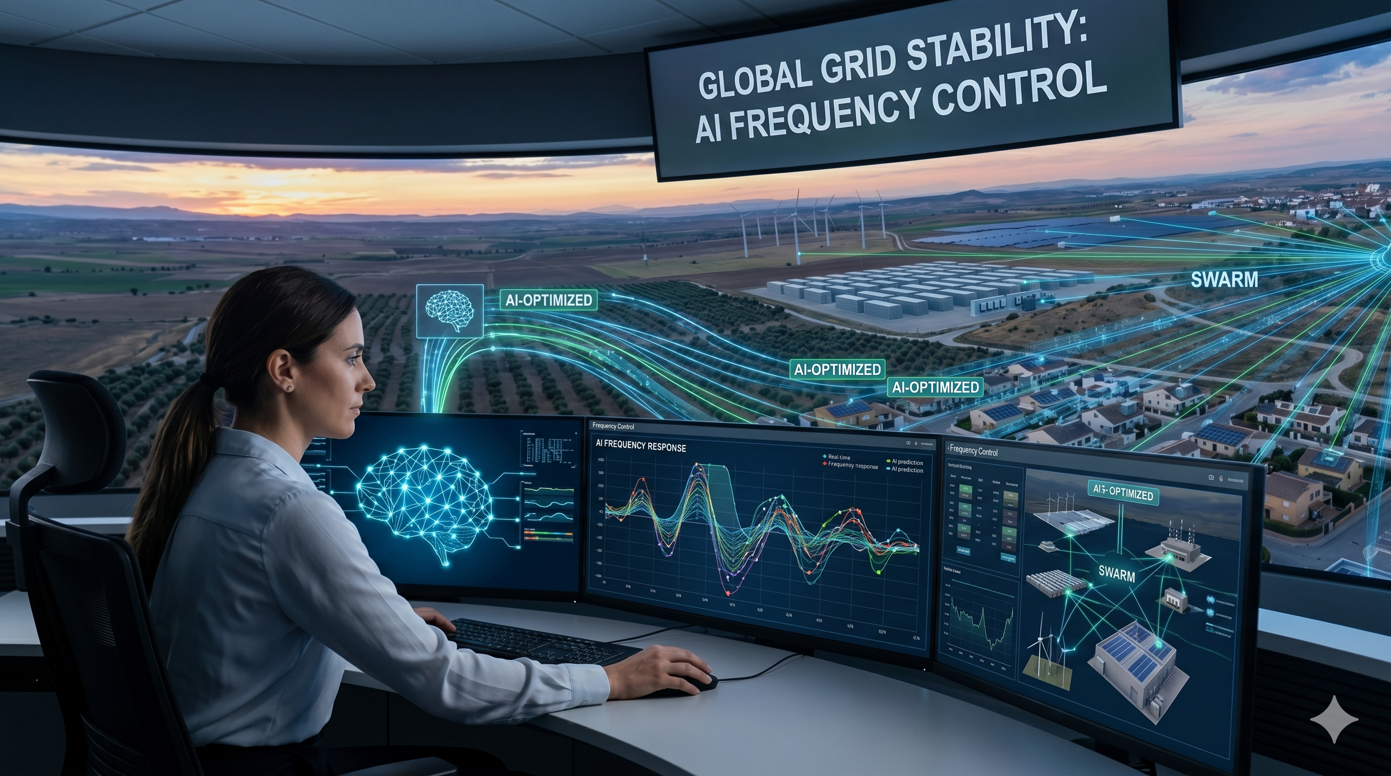 AI-based frequency control in a power grid