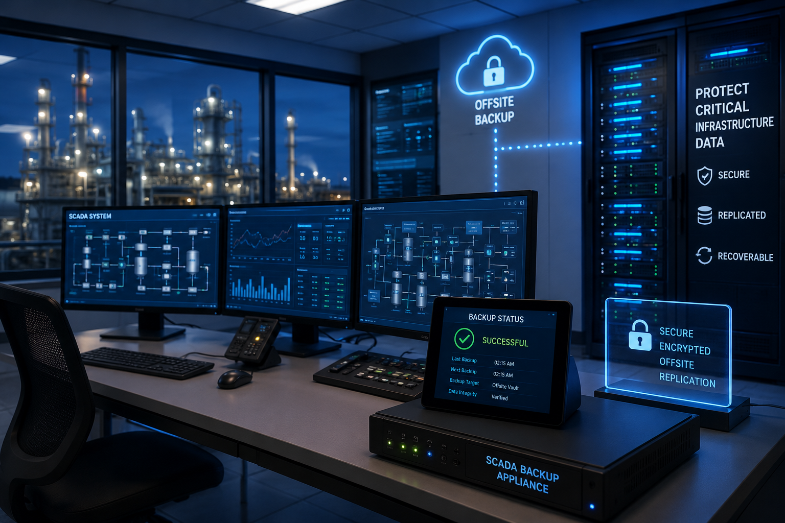 SCADA backup system for secure control infrastructure data recovery