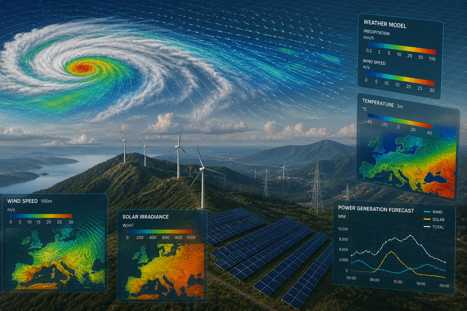 Weather modeling visualization for wind, solar and grid planning